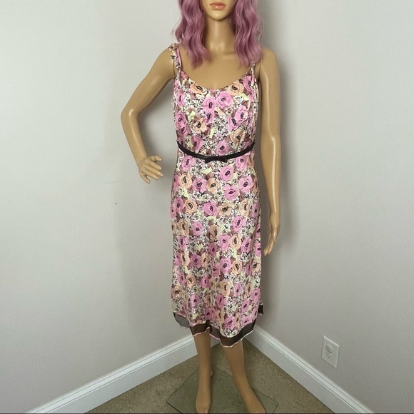 Odille Floral Sundress Sheer Hemline Belted Size 5 - Picture 1 of 13